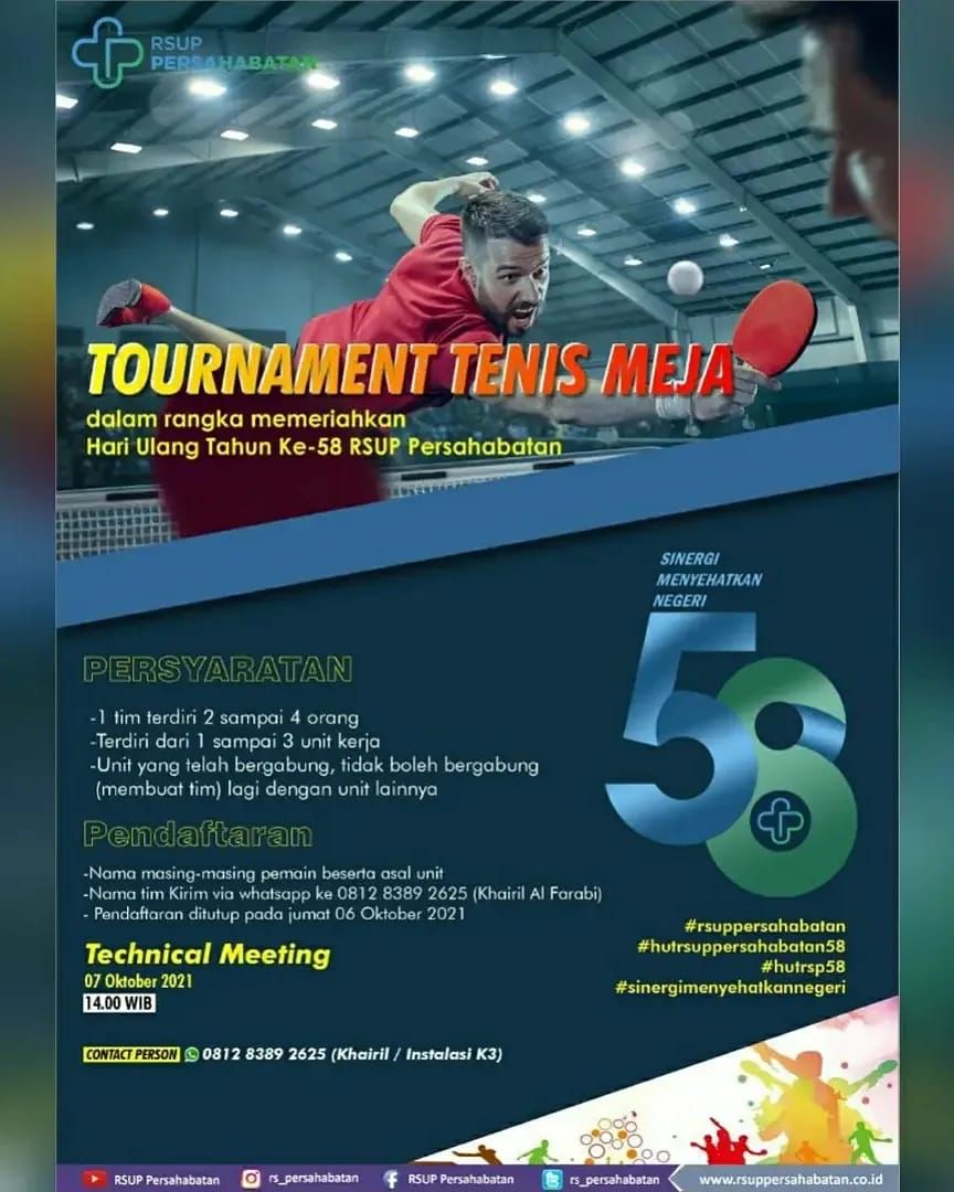 Tournament Tenis Meja Dalam Rangka HUT ke-58 RSUP Persahabatan